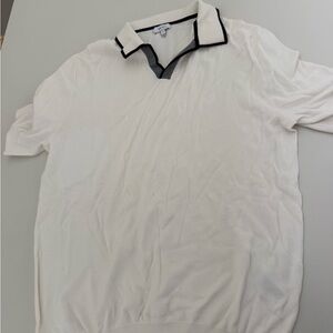 Reiss White Polo Shirt with Black Trim